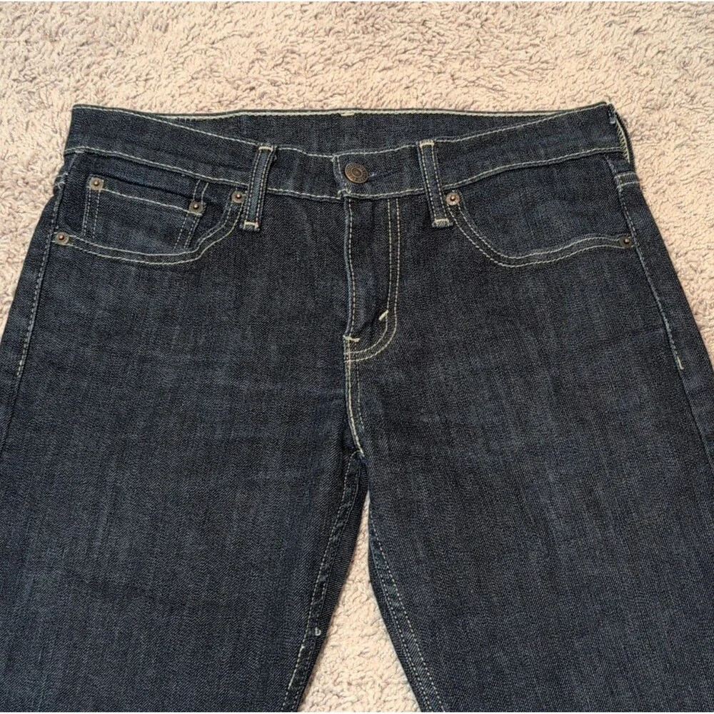 Levi's Men's Slim Fit Dark Blue Denim Jeans Dark Wash Button Zip 5-Pocket Logo
